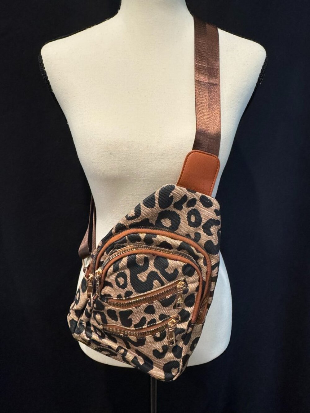 Leopard-Print Sling Backpack Crossbody